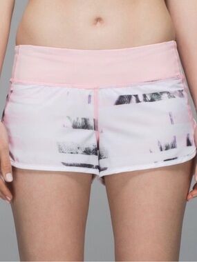 lululemon speed short 4-way stretch, sunset stripe blush quartz multi white pink